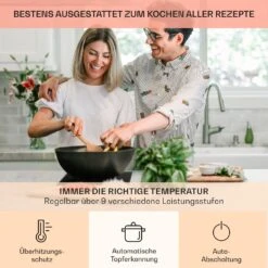 Kochheld Doppel-Induktionskochfeld 2900W Dreh-Regler Glas Schwarz -Küchengeräte 10034946 de 0005 usp