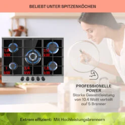 Alchemist 5 Zonen Gaskochfeld Aluminium-Brenner Glaskeramik Schwarz -Küchengeräte 10034970 de 0003 usp
