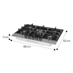 Alchemist 5 Zonen Gaskochfeld Aluminium-Brenner Glaskeramik Schwarz -Küchengeräte 10034970 yy 0011 dimensions