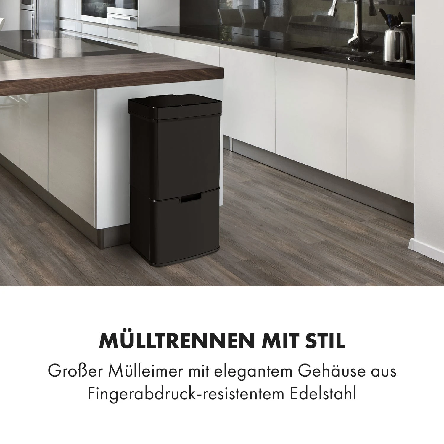 Touchless Black Stainless Steel Müllsammler Sensor 72L 4 Behälter ABS / PP / Edelstahl Schwarz 2 Touchless Black Stainless Steel Müllsammler Sensor 72L 4 Behälter ABS / PP / Edelstahl Schwarz – Bild 2
