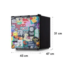 Cool Vibe 46+ Kühlschrank 46 Liter 1 Boden Stickerbomb-Style -Küchengeräte 10035253 yy 0007 logo Klarstein Cool Vibe Kuehlschrank Stickerbomb 48L