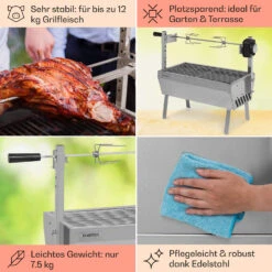 Sauenland Mini Rotisserie-Grill Drehspieß 4W 12kg Max. Edelstahl -Küchengeräte 10035371 de 0005 usp