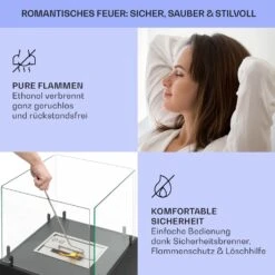 Phantasma Cubo Ethanol-Kamin Rauch- & Geruchlos Edelstahl-Brenner Sicherheitsglas -Küchengeräte 10035458 de 0006 usp