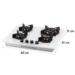 Goldflame 4 Gaskochfeld 4-flammig Messing-Brenner Glaskeramik -Küchengeräte 10035499 yy 0010 logo Klarstein Goldflame 4 Gasherd weiss