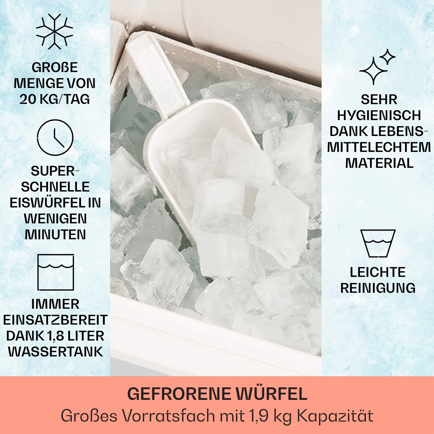 Icefestival Cube Eiswürfelbereiter 400W 1,9l 20kg/24h 2 Icefestival Cube Eiswürfelbereiter 400W 1,9l 20kg/24h – Bild 2