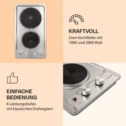 Appetito Domino Elektrokochfeld 2 Platten 3000 Watt Edelstahl 9 Appetito Domino Elektrokochfeld 2 Platten 3000 Watt Edelstahl -Küchengeräte 10035700 de 0003 logo