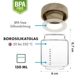 Glaswerk Cassia Gewürzgläser 6 St. 130 Ml Borosilikatglas Holzdeckel Luftdicht -Küchengeräte 10036357 de 0007 logo