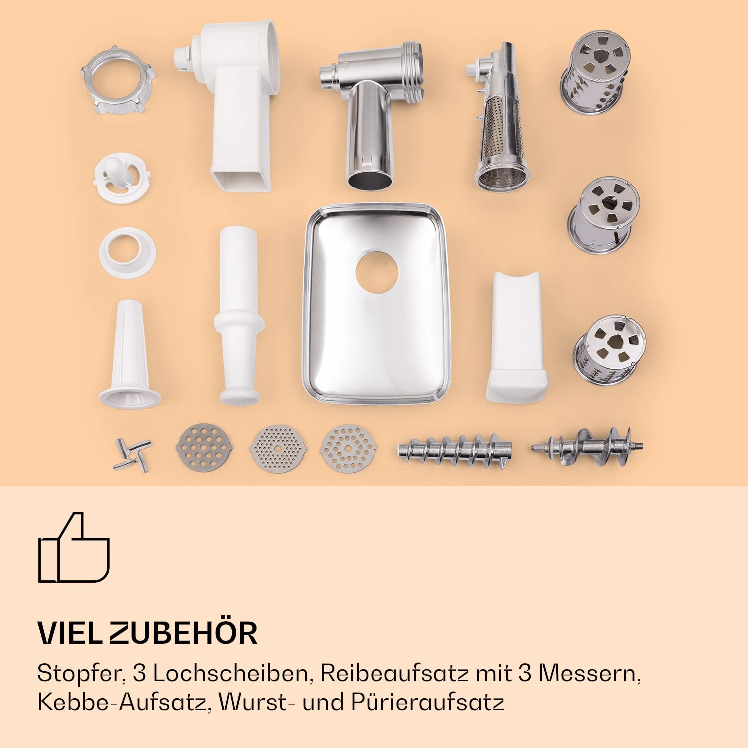 Mighty Mince Elektrischer Fleischwolf 500 - 1361 Watt 3 Lochscheiben 7 Mighty Mince Elektrischer Fleischwolf 500 - 1361 Watt 3 Lochscheiben – Bild 7