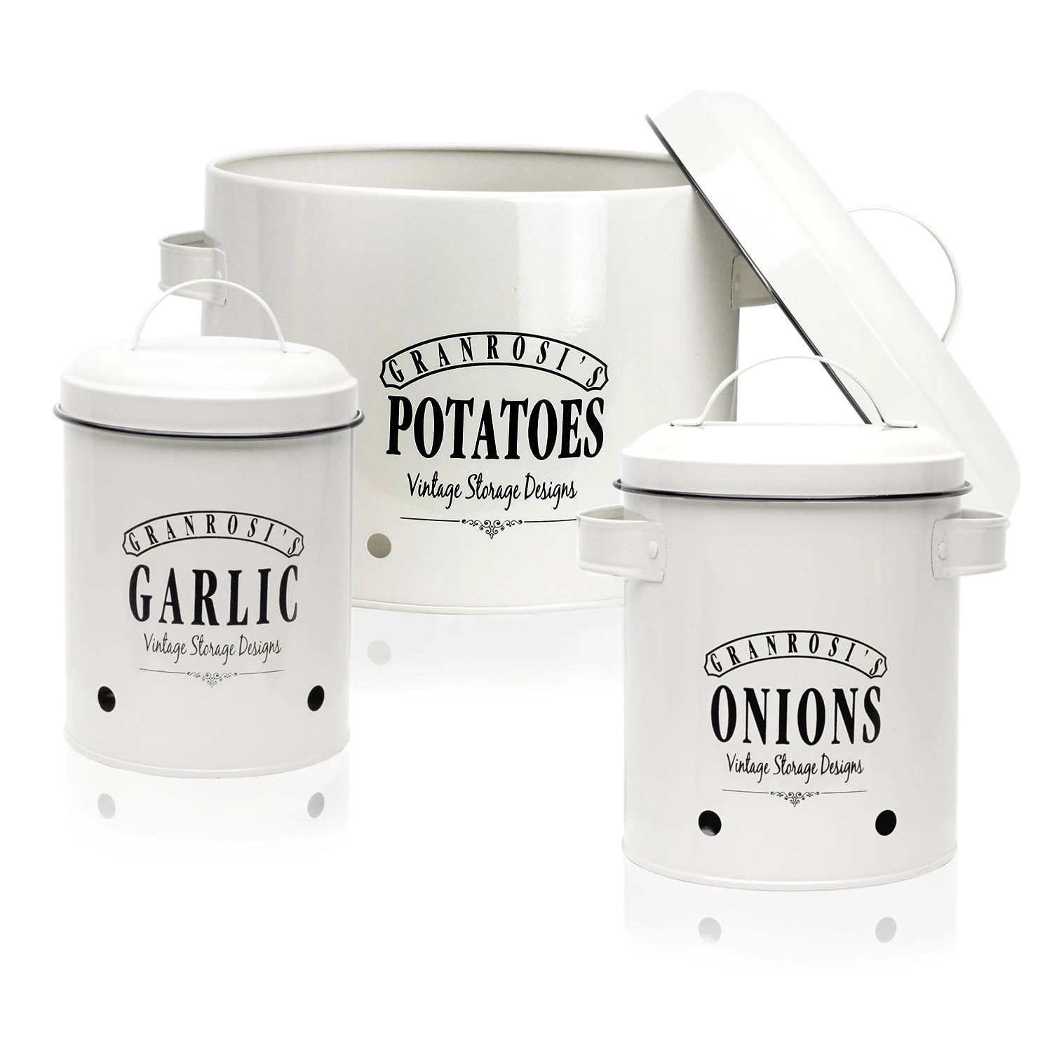 Georgia Vorratsbehälter 3er-Set Emaille-Stahlblech Vintage Rostfrei 3 Georgia Vorratsbehälter 3er-Set Emaille-Stahlblech Vintage Rostfrei – Bild 3