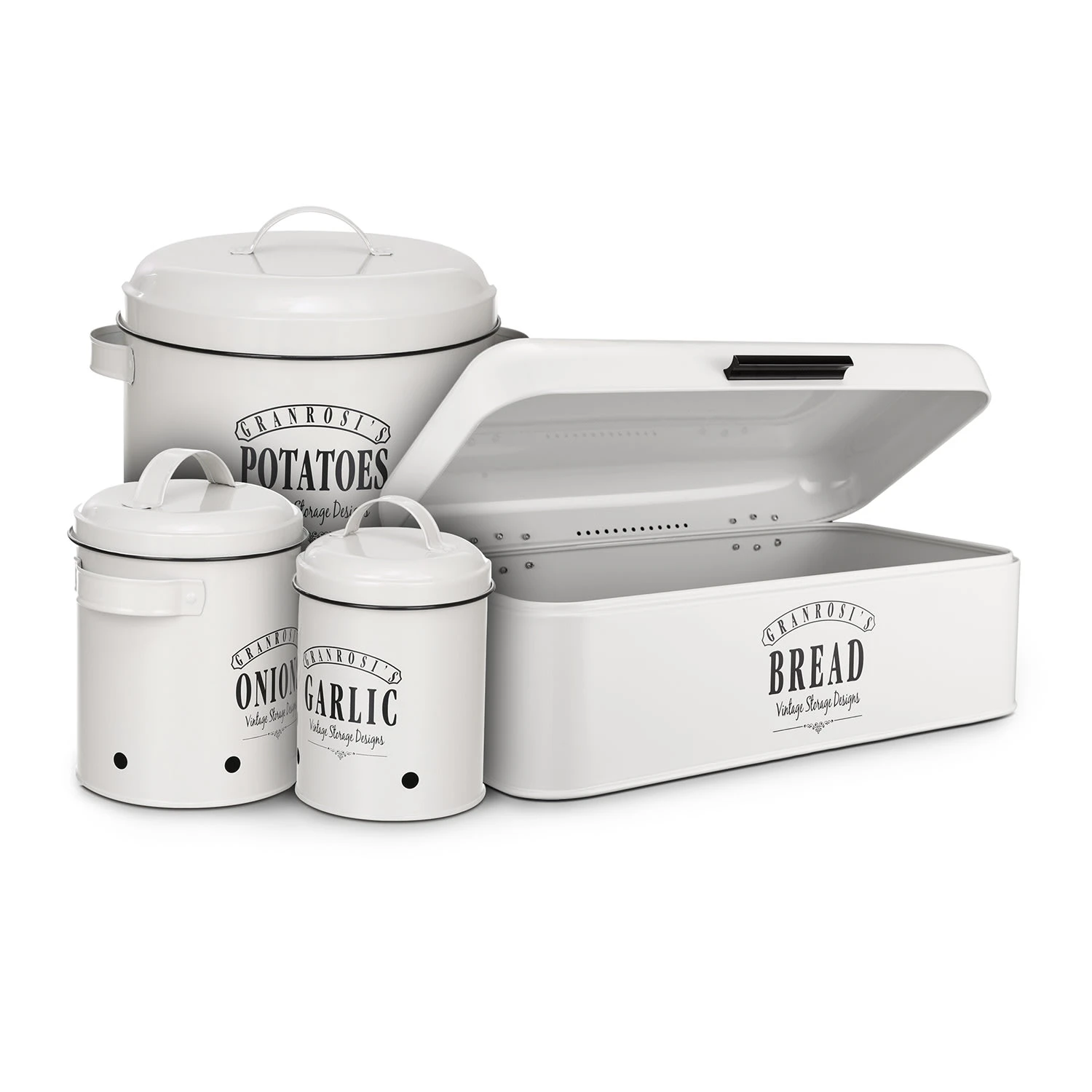 Georgia Vorratsbehälter 3er-Set Emaille-Stahlblech Vintage Rostfrei 5 Georgia Vorratsbehälter 3er-Set Emaille-Stahlblech Vintage Rostfrei – Bild 5