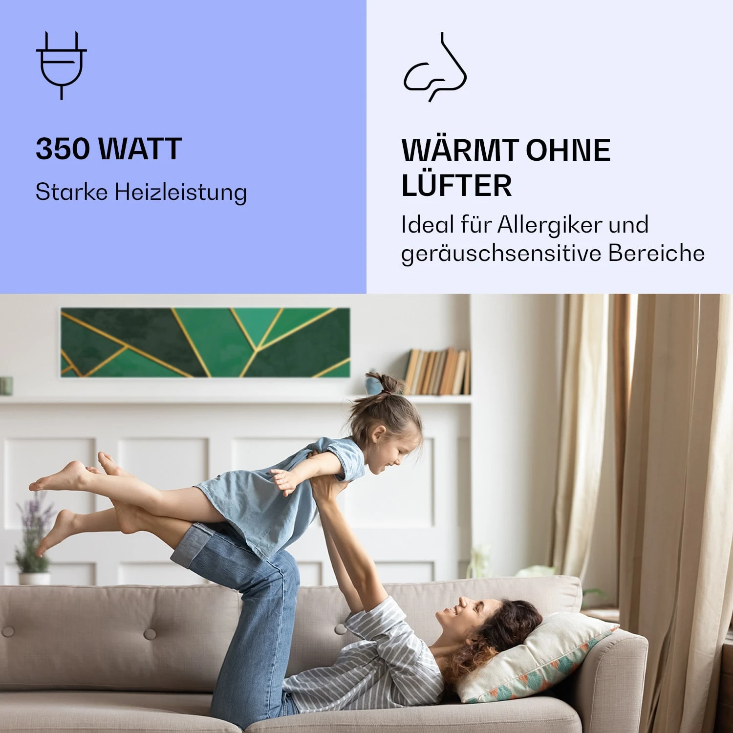 Wonderwall Air Art Smart Infrarotheizung Grüne Linie 120x30cm 350W 5 Wonderwall Air Art Smart Infrarotheizung Grüne Linie 120x30cm 350W – Bild 5