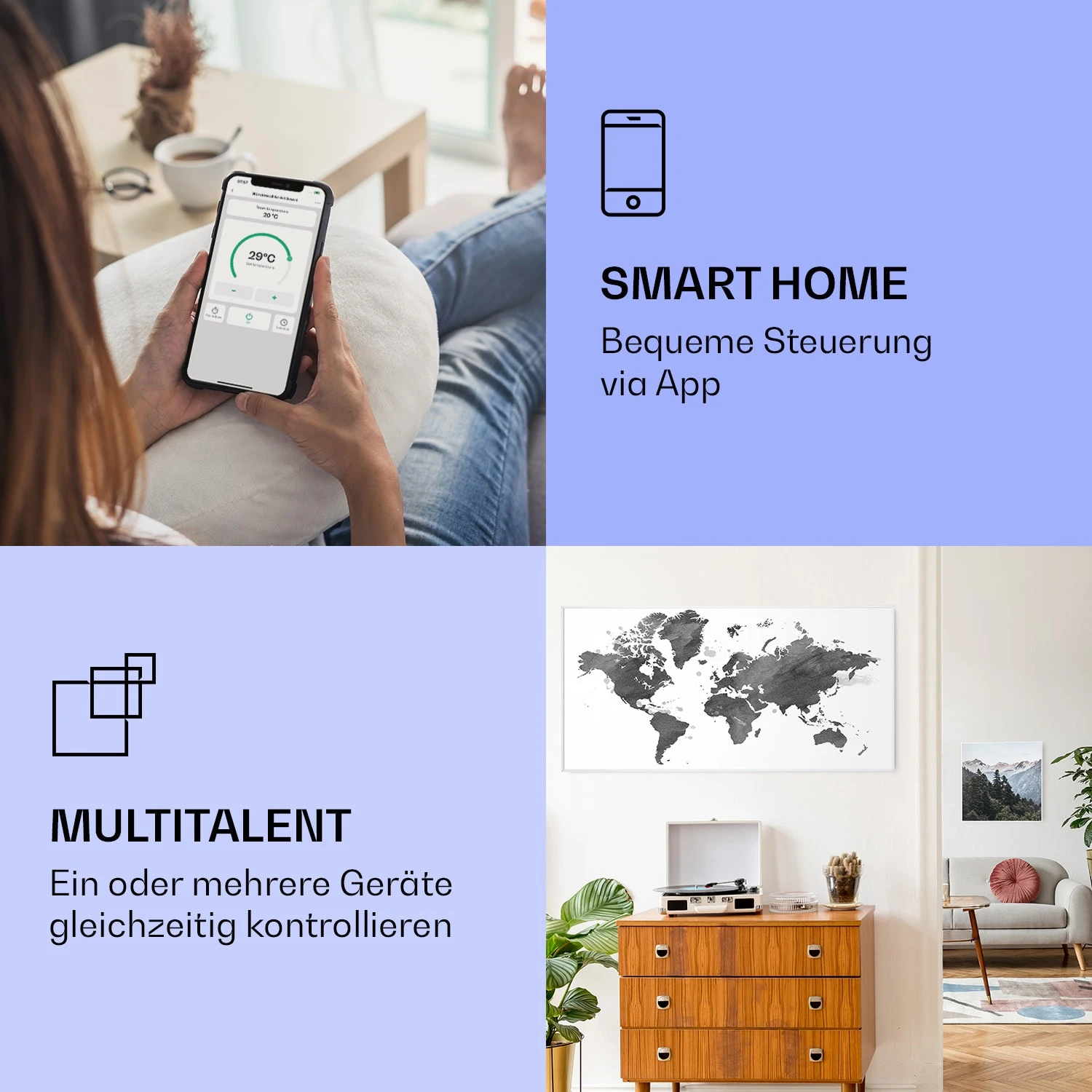 Wonderwall Air Art Smart Infrarotheizung Schwarze Karte 120x60cm 700W 2 Wonderwall Air Art Smart Infrarotheizung Schwarze Karte 120x60cm 700W – Bild 2