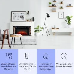 Villarrica Elektrokamin 1900 W LED-Technik Wandeinbau Fernbedienung -Küchengeräte 10038007 de 0003 usp