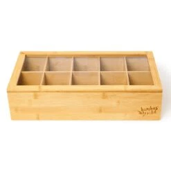 Teebox 10 Fächer 150 Teebeutel Kunststoff-Sichtfenster Bambus -Küchengeräte 10038029 yy 0003 logo