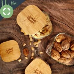 Eckiges Glas Mit Bambusdeckel Luftdicht Mit Silikonring 10x16x10 Cm 1200 Ml -Küchengeräte 10038103 yy 0005 logo