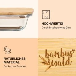 Aufschnittbox Mit Deckel 1,6 Liter 2er Set Glas Bambus Hitzebeständig -Küchengeräte 10038231 de 0003 logo