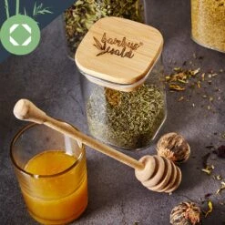 Eckiges Glas Mit Bambusdeckel Luftdicht Mit Silikonring 10x20,5x10 Cm 3x 1500 Ml -Küchengeräte 10038256 yy 0006 logo