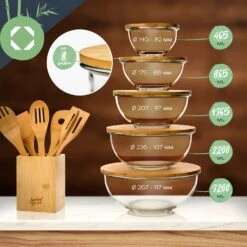 Glasschüssel 1365 Ml Bambusdeckel Verschließbar BPA-frei Größe M -Küchengeräte 10038271 yy 0008 logo