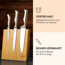 Messerblock Schräg, Magnetisch, Für 4-6 Messer, Bambus, Edelstahl -Küchengeräte 10038281 de 0003 logo