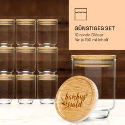 Gewürzgläser Bambusdeckel 10 Stück Je 150 Ml Luftdicht Stapelbar 9 Gewürzgläser Bambusdeckel 10 Stück Je 150 Ml Luftdicht Stapelbar -Küchengeräte 10038311 de 0004 logo