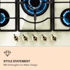 Victoria 5 Gaskochfeld 5-flammig Sabaf-Brenner Glaskeramik Retro-Look -Küchengeräte 10038377 de 0006 logo