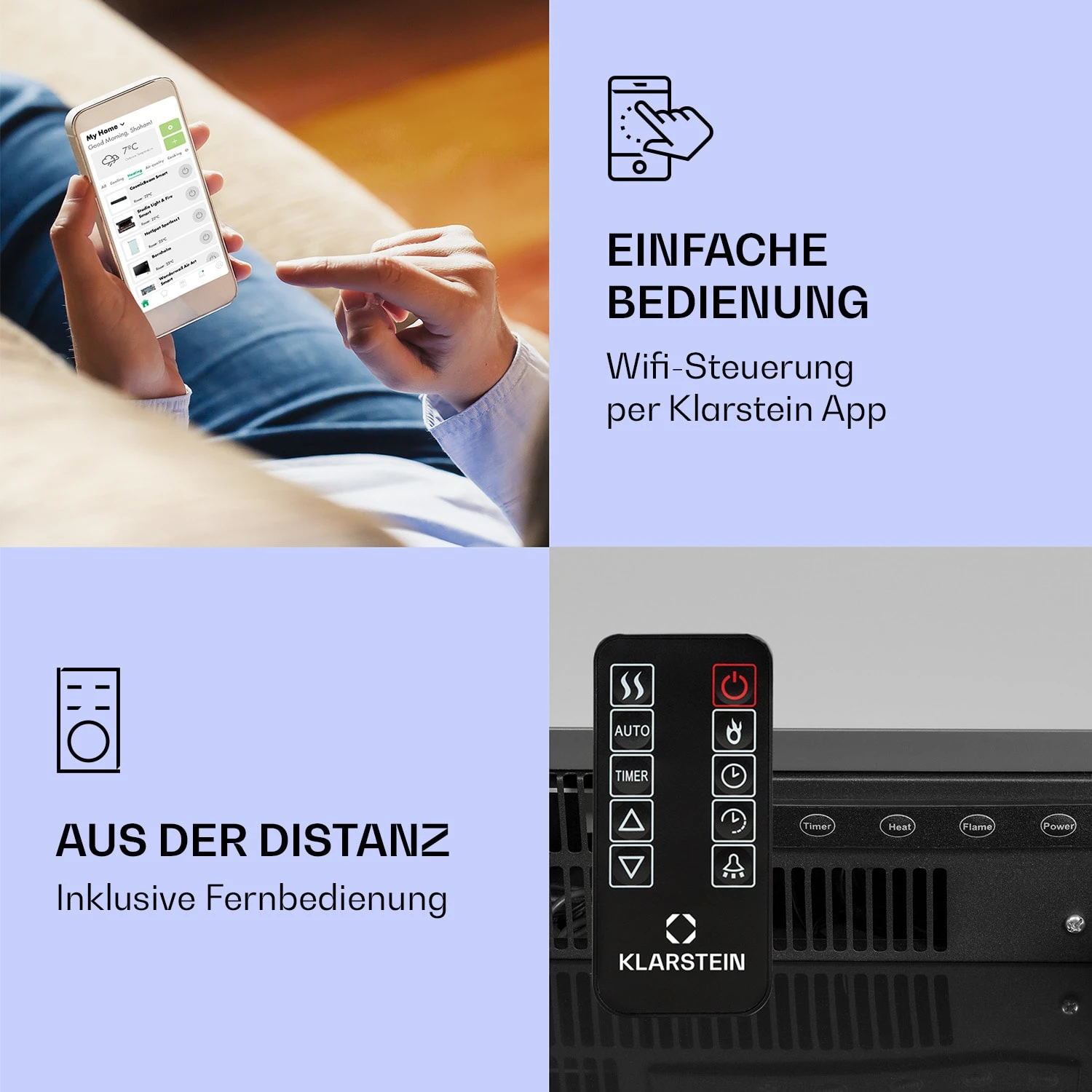 Studio Light & Fire 1 Smart Kamin 1000/2000W MDF WiFi-Steuerung 2 Studio Light & Fire 1 Smart Kamin 1000/2000W MDF WiFi-Steuerung – Bild 2