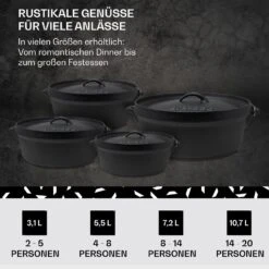 Galloway Dutch Oven 9.0 BBQ-Topf Gusseisen Größe L / 9 Qt -Küchengeräte 10038582 de 0006 usp