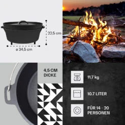 Galloway Dutch Oven 12.0 BBQ-Topf Gusseisen Standfüße Größe XL / 12 Qt -Küchengeräte 10038587 de 0004 usp