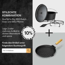Galloway Dutch Oven 12.0 BBQ-Topf Gusseisen Standfüße Größe XL / 12 Qt -Küchengeräte 10038587 de 0007 usp
