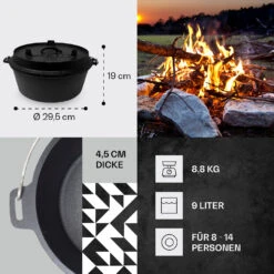 Guernsey Premium Dutch Oven 9.0 BBQ-Topf Gusseisen Voreingebrannt Größe L / 9 Qt 10 Guernsey Premium Dutch Oven 9.0 BBQ-Topf Gusseisen Voreingebrannt Größe L / 9 Qt -Küchengeräte 10038639 de 0004 usp