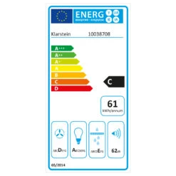 Futurelight Smart Inselabzugshaube Umluft 420m³/h LED Edelstahl -Küchengeräte 10038708 energy label
