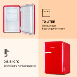 Audrey Retro-Kühlschrank 70 Liter 3 Regale 2 Türfächer Innenbeleuchtung -Küchengeräte 10039692 de 0004 logo