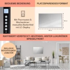 La Palma 750 Smart 2-in-1 Heizgerät Infrarot Konvektor 85x60cm 750W Spiegelfront -Küchengeräte 10039833 de 0006 usp