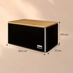 Oklahoma Brotkasten Metall 35,5x15,5x23 Cm Bambus-Deckel Schneidebrett -Küchengeräte 10039843 yy 0005 logo