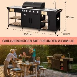 Jersey Outdoor Kitchen Gasgrill Spüle 20,7 KW 5+1 Brenner Mobil -Küchengeräte 10039854 de 0006 usp