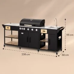 Jersey Outdoor Kitchen Gasgrill Spüle 20,7 KW 5+1 Brenner Mobil -Küchengeräte 10039854 yy 0008 dimensions