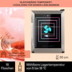 Vinamour 16 Uno Weinkühlschrank 16Fl./42l 5-18°C 41dB Glas -Küchengeräte 10039897 de 0003 usp