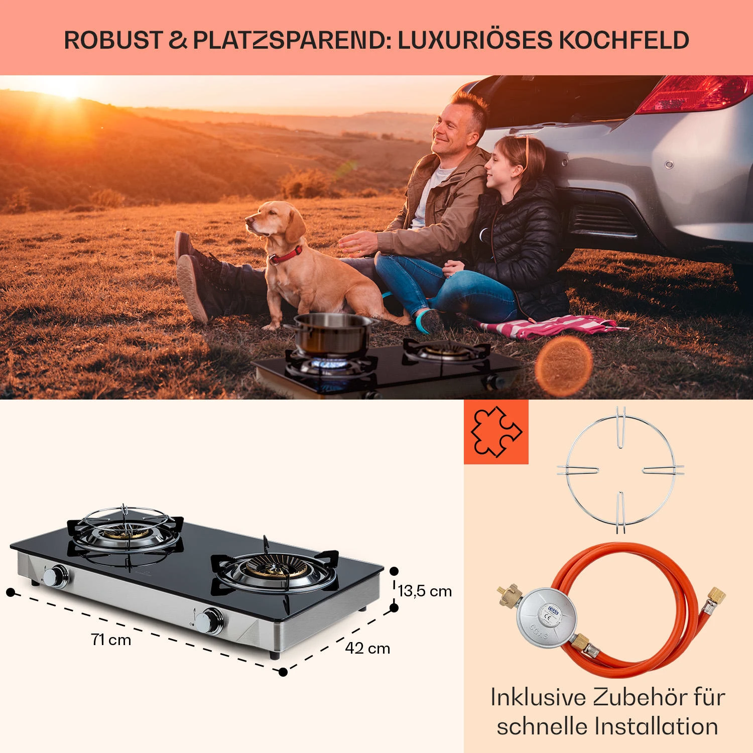 Barzona 2 Campingkocher 2 Brenner 3,4 KW & 4,3 KW Glasplatte Edelstahl 6 Barzona 2 Campingkocher 2 Brenner 3,4 KW & 4,3 KW Glasplatte Edelstahl – Bild 6