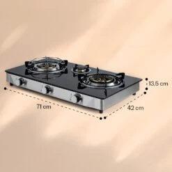 Barzona 3 Campingkocher 3 Brenner 3,4 KW & 0,75 KW & 4,3 KW Glasplatte & Edelstahlgehäuse -Küchengeräte 10040045 yy 0011 dimensions