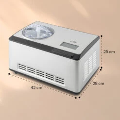 Dolce Bacio Smart Eiscremebereiter Yogurtmaker Kompressor 2 Liter WiFi Touch Edelstahl -Küchengeräte 10040048 yy 0008 dimensions