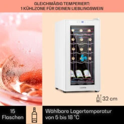 Shiraz 15 Slim Uno Weinkühlschrank 44l Touch-Bedienfeld 5-18°C -Küchengeräte 10040214 de 0003 usp