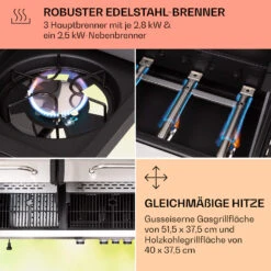 Kingsville 3.1 Kombigrill Gas + Kohle 10,9 KW 3+1 Brenner -Küchengeräte 10040270 de 0005 usp