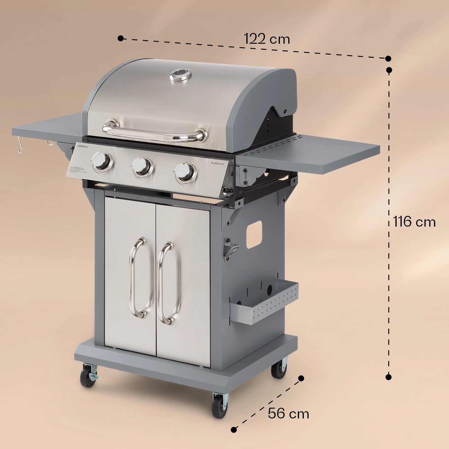 Lucifer 3 Gasgrill 3 X 3,6 KW Brenner 60x45cm Grill Edelstahl Mobil 8 Lucifer 3 Gasgrill 3 X 3,6 KW Brenner 60x45cm Grill Edelstahl Mobil – Bild 8