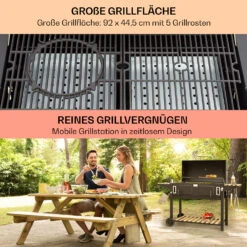 Aberdeen Double Holzkohlegrill Smoker Thermometer 2 Seitentische Mobil -Küchengeräte 10040293 de 0004 usp