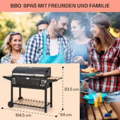 Aberdeen Double Holzkohlegrill Smoker Thermometer 2 Seitentische Mobil -Küchengeräte 10040293 de 0007 usp