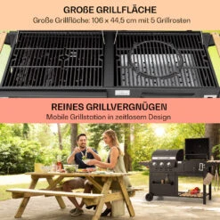 Aberdeen Kombi-Grill Gas Kohle Smoker Thermometer 2 Seitentische Mobil -Küchengeräte 10040294 de 0004 usp