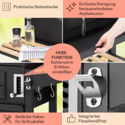 Aberdeen Kombi-Grill Gas Kohle Smoker Thermometer 2 Seitentische Mobil -Küchengeräte 10040294 de 0006 usp