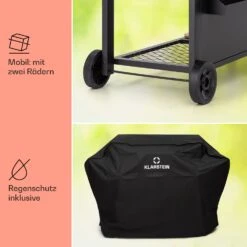 Aberdeen Kombi-Grill Gas Kohle Smoker Thermometer 2 Seitentische Mobil -Küchengeräte 10040294 de 0008 usp