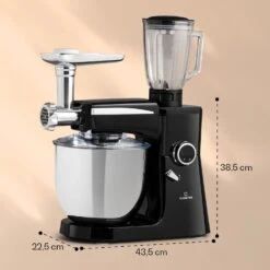 Renata Rossa Küchenmaschine 3-in-1 2000W 2,7PS 5Ltr Edelstahl BPA-frei -Küchengeräte 10040500 yy 0008 dimensions