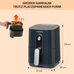 Crisp-Pro Heißluftfritteuse Air Fryer 1400W 2,8 Ltr Timer Edelstahl -Küchengeräte 10040698 de 0006 usp